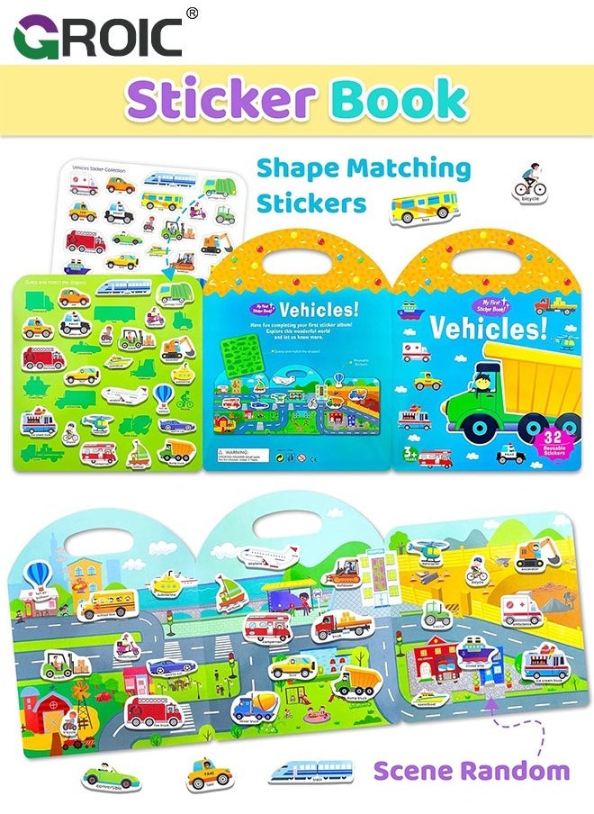 GROIC Reusable Sticker Books for Kids,Fun Sticker Books for Toddlers,Cute Waterproof Stickers,Educational Learning Toys Travel Stickers Activity Books for Kids  - Image 2
