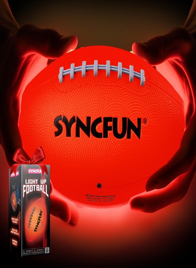 SYNCFUN Glow in The Dark Football for Boys, Light Up Football for Night Outdoor Sports Games, Red Glowing Ball, Ball Accessories Gifts for Teen Boy Toys Ages 3 Old and Up - Image 1