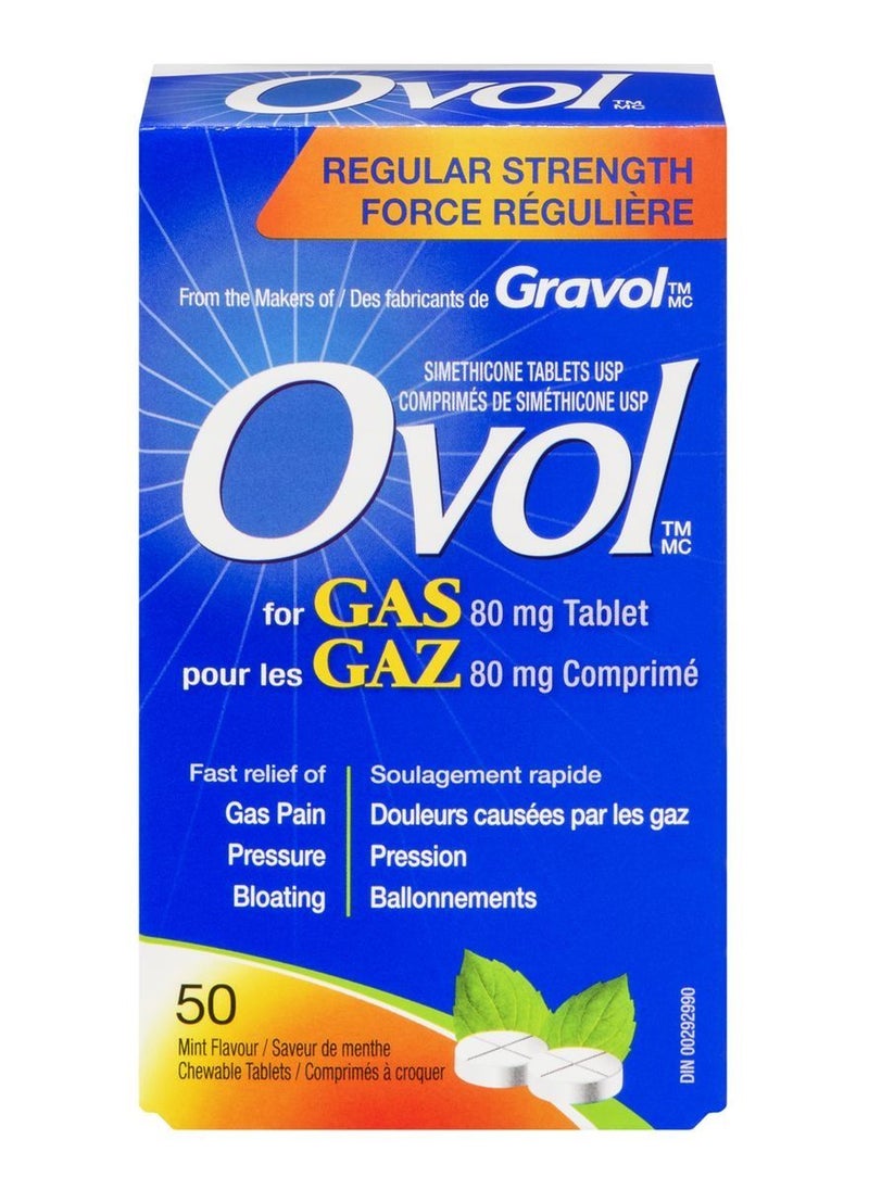 Ovol - Gas Regular Strength Mint 80 mg 50 Chewable Tablets - Image 1