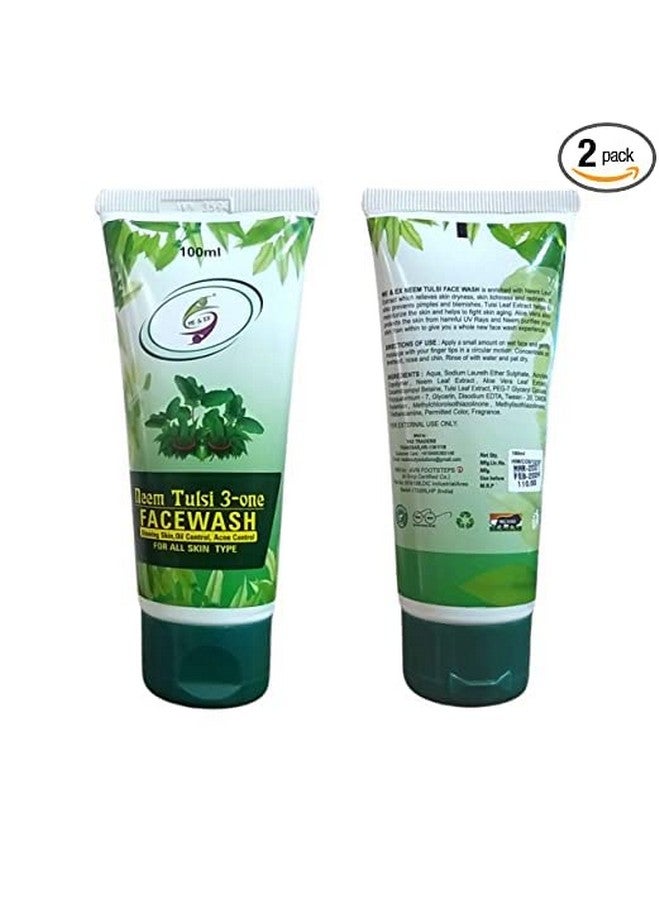 MEEX Me & Ex Neem,Tulsi & Aloe Vera Face Wash for pimple free skin | For Oily & Acne Prone Skin | Excess Oil Control |Paraben and Sulphate Free 100 ml (Pack of 2) - Image 2