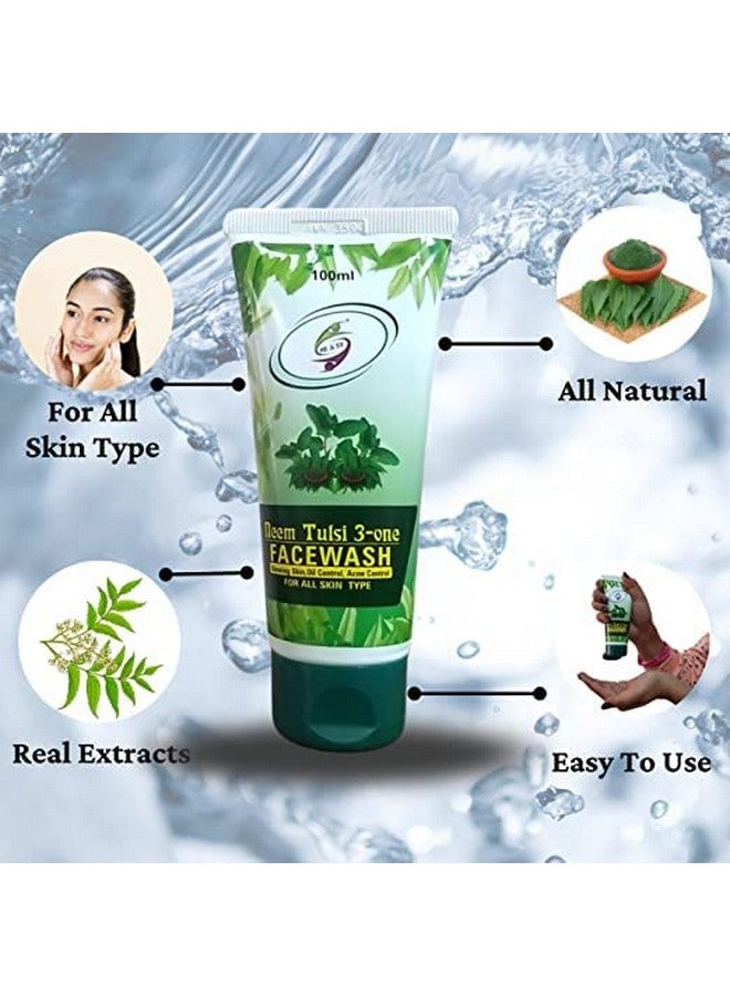 MEEX Me & Ex Neem,Tulsi & Aloe Vera Face Wash for pimple free skin | For Oily & Acne Prone Skin | Excess Oil Control |Paraben and Sulphate Free 100 ml (Pack of 2) - Image 3