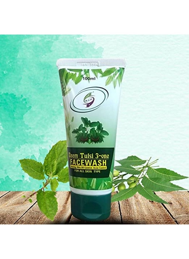 MEEX Me & Ex Neem,Tulsi & Aloe Vera Face Wash for pimple free skin | For Oily & Acne Prone Skin | Excess Oil Control |Paraben and Sulphate Free 100 ml (Pack of 2) - Image 1