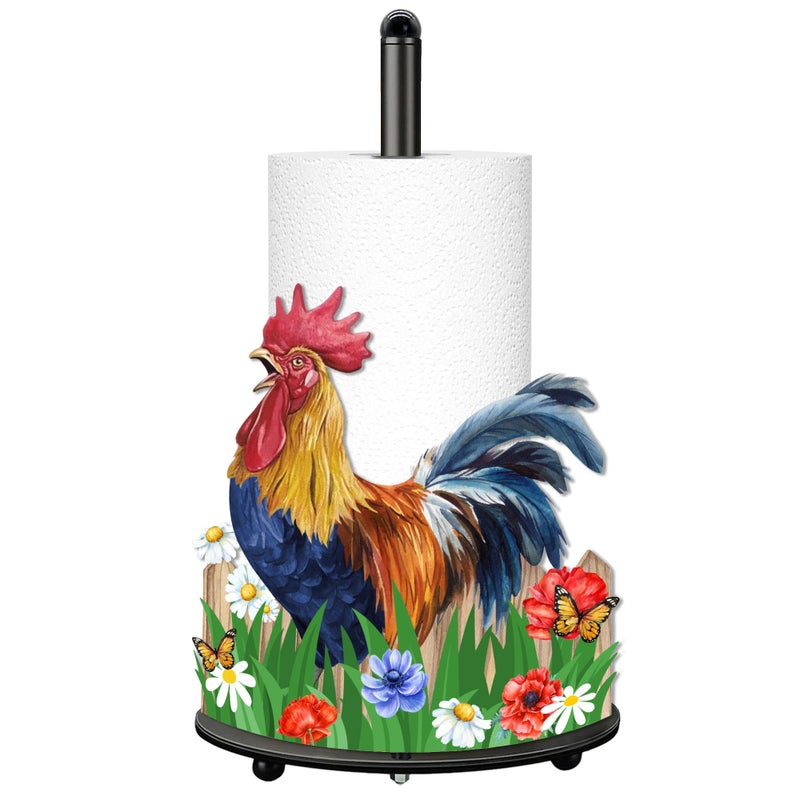 Taesun Rooster Paper Towel Holder, Rooster Decor for Countertop Cute Farmhouse Home Table, Housewarming Birthday Gifts for Farm - Image 1