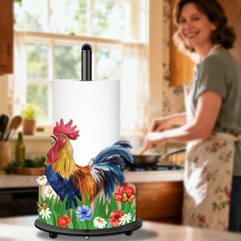 Taesun Rooster Paper Towel Holder, Rooster Decor for Countertop Cute Farmhouse Home Table, Housewarming Birthday Gifts for Farm - Image 5