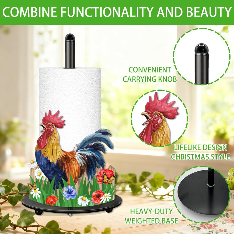 Taesun Rooster Paper Towel Holder, Rooster Decor for Countertop Cute Farmhouse Home Table, Housewarming Birthday Gifts for Farm - Image 3