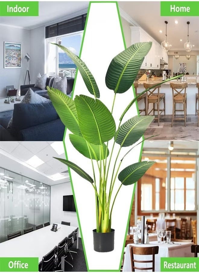 FPC Artificial Bird of Paradise Plant: A Faux Palm Tree Perfect For Indoor Or Outdoor Modern Decoration. It Comes In A Pot, Making It An Ideal Housewarming Gift For Home Or Office.  - Image 2