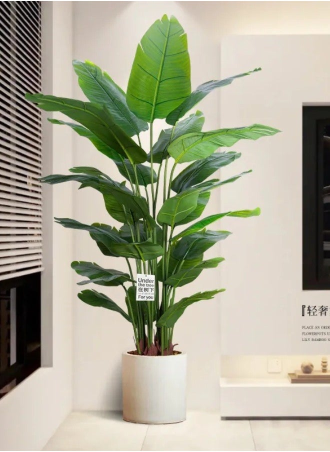 FPC Artificial Bird of Paradise Plant: A Faux Palm Tree Perfect For Indoor Or Outdoor Modern Decoration. It Comes In A Pot, Making It An Ideal Housewarming Gift For Home Or Office.  - Image 1