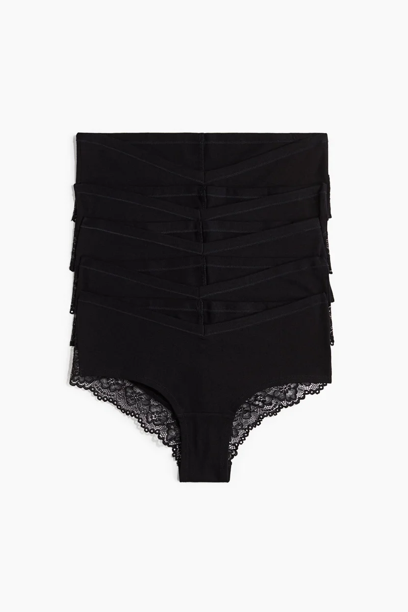 H&M MAMA 5-pack lace-trimmed cotton hipster briefs