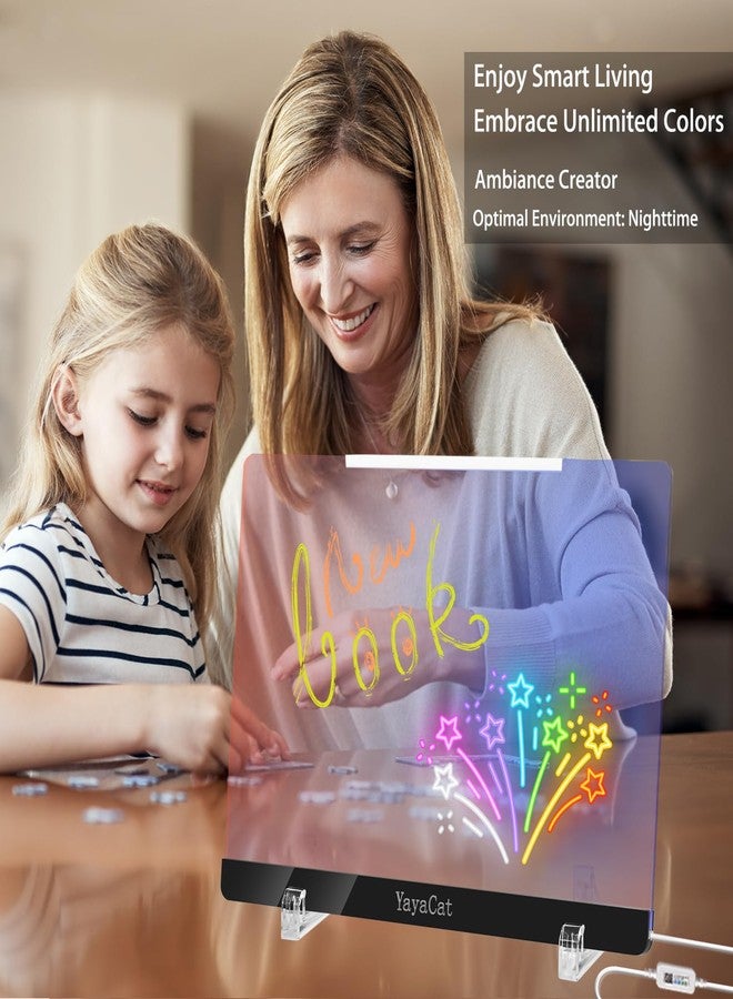 YayaCat LED Acrylic Led Note Board with Unlimited Colors,Amazing Dreamy Rainbow Light,Voice-Sensing Smart System,App & Remote Control,Glowing Desktop Drawing Note Board,Extra-Thick 0.16X12X8.5 in - Image 3