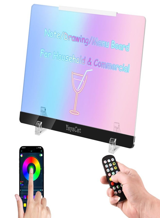 YayaCat LED Acrylic Led Note Board with Unlimited Colors,Amazing Dreamy Rainbow Light,Voice-Sensing Smart System,App & Remote Control,Glowing Desktop Drawing Note Board,Extra-Thick 0.16X12X8.5 in - Image 1