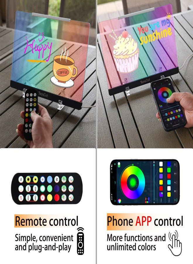 YayaCat LED Acrylic Led Note Board with Unlimited Colors,Amazing Dreamy Rainbow Light,Voice-Sensing Smart System,App & Remote Control,Glowing Desktop Drawing Note Board,Extra-Thick 0.16X12X8.5 in - Image 5