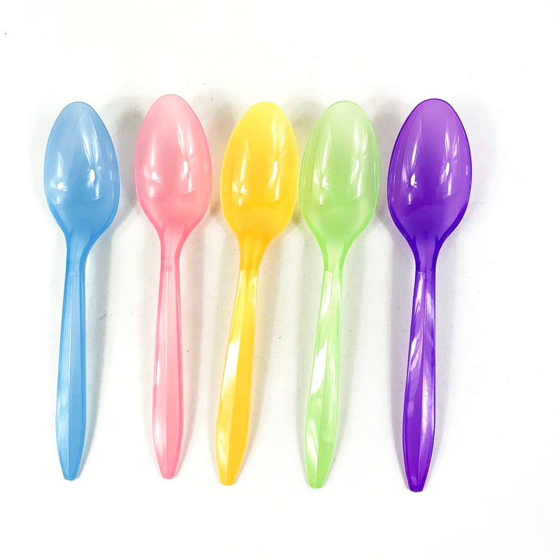 Worlds Color Changing Plastic SpoonsDisposable Color Mixed Frozen Yogurt Ice CreamFrozen Dessert Spoons 50 Count