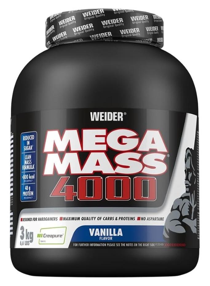 Weider وايدر ميغا ماس 4000 مكمل غذائي لزيادة الوزن بنكهة الفانيليا 3 كجم
