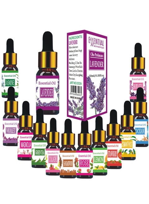 12-Piece Essential Oil Set Clear 10ml