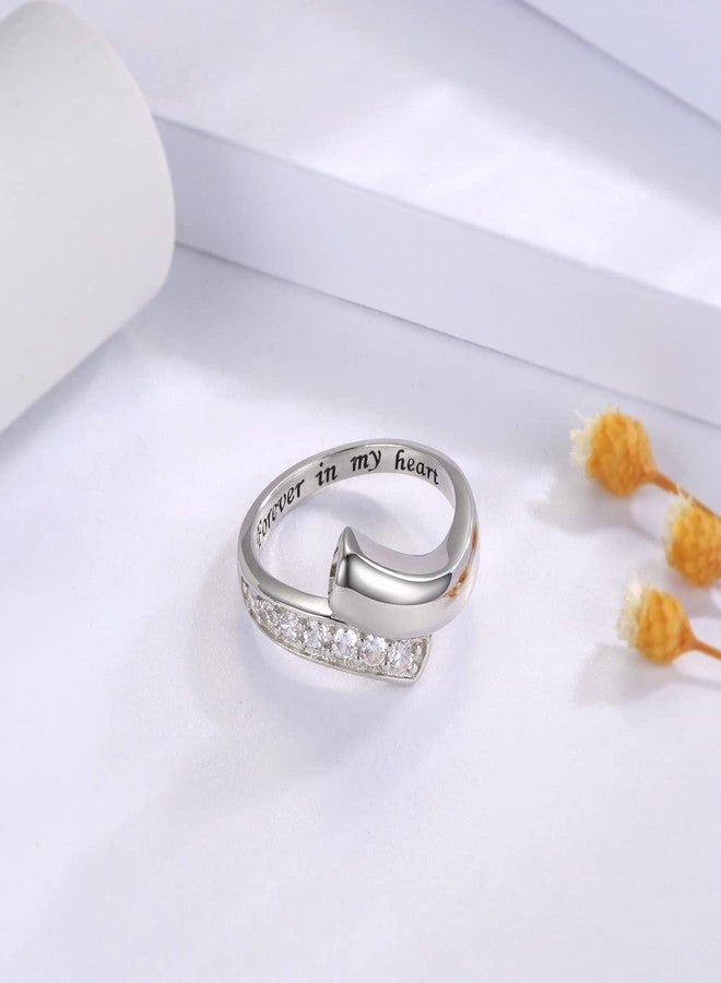 MANBU Sterling Silver Urn Ring for Ashes: Women Cubic Zirconia Ash Ring Memorial Cremation Jewelry Bereavement Keepsakes Gift for Loss of a Loved One (Size 10) - Image 2