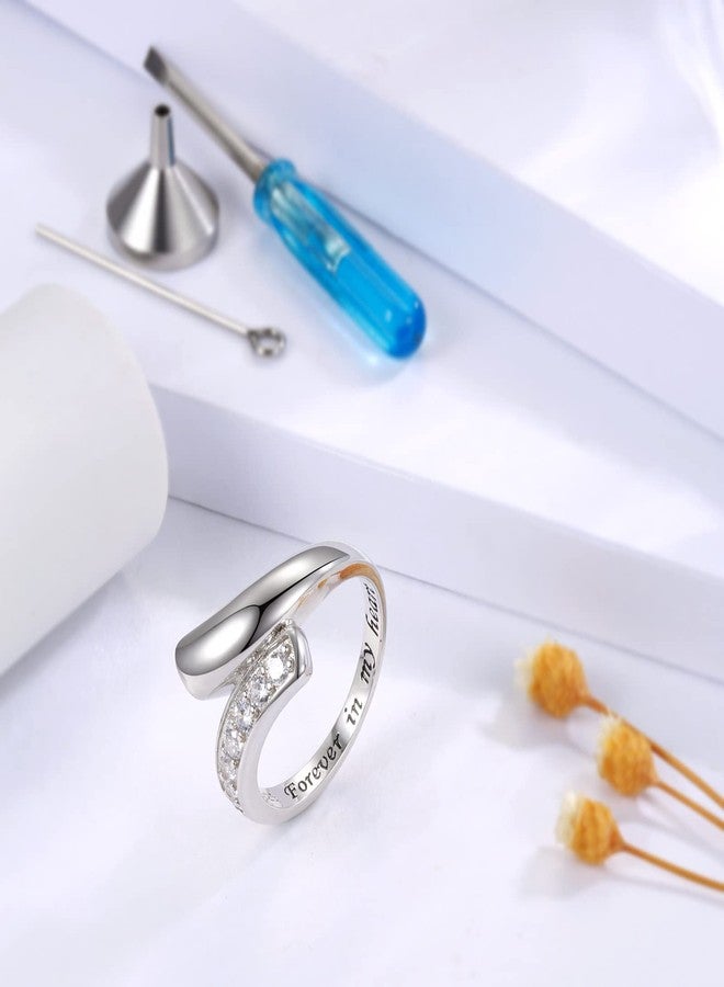 MANBU Sterling Silver Urn Ring for Ashes: Women Cubic Zirconia Ash Ring Memorial Cremation Jewelry Bereavement Keepsakes Gift for Loss of a Loved One (Size 10) - Image 3