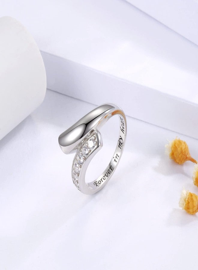 MANBU Sterling Silver Urn Ring for Ashes: Women Cubic Zirconia Ash Ring Memorial Cremation Jewelry Bereavement Keepsakes Gift for Loss of a Loved One (Size 10) - Image 4