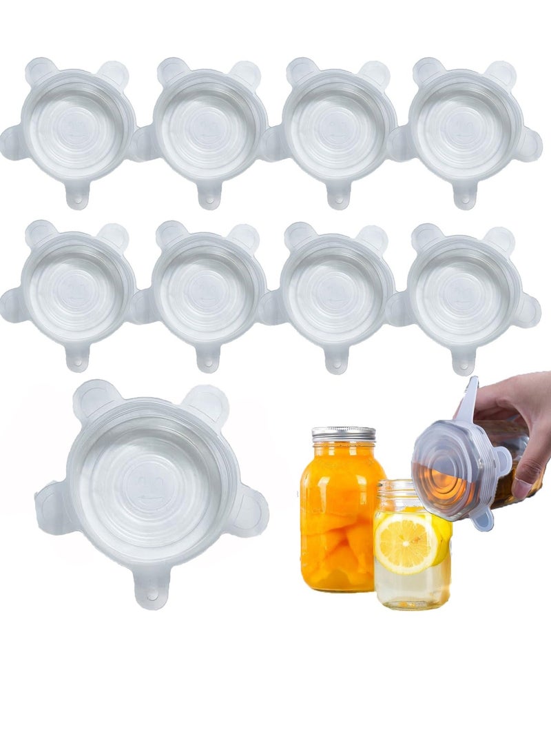 9 Pack Silicone Stretch Lids Reusable Durable and Expandable Lids Eco-Friendly Food Covers Keep Food Fresh for Jars Cans Pots Bowls Cups Pots Food Fresh Saver Cover White - Image 1