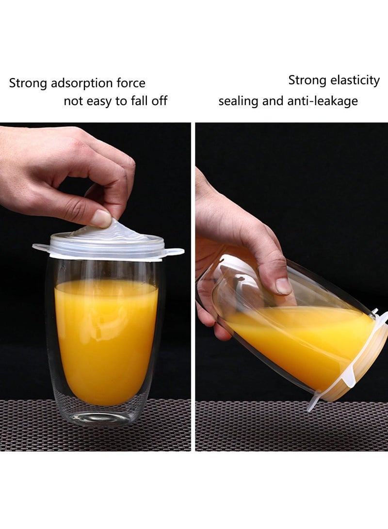 9 Pack Silicone Stretch Lids Reusable Durable and Expandable Lids Eco-Friendly Food Covers Keep Food Fresh for Jars Cans Pots Bowls Cups Pots Food Fresh Saver Cover White - Image 2