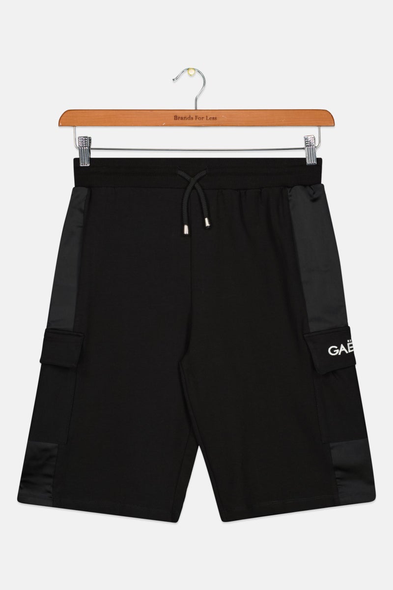 Gaelle Paris Kids Boy Cargo Shorts, Black/White - Image 1