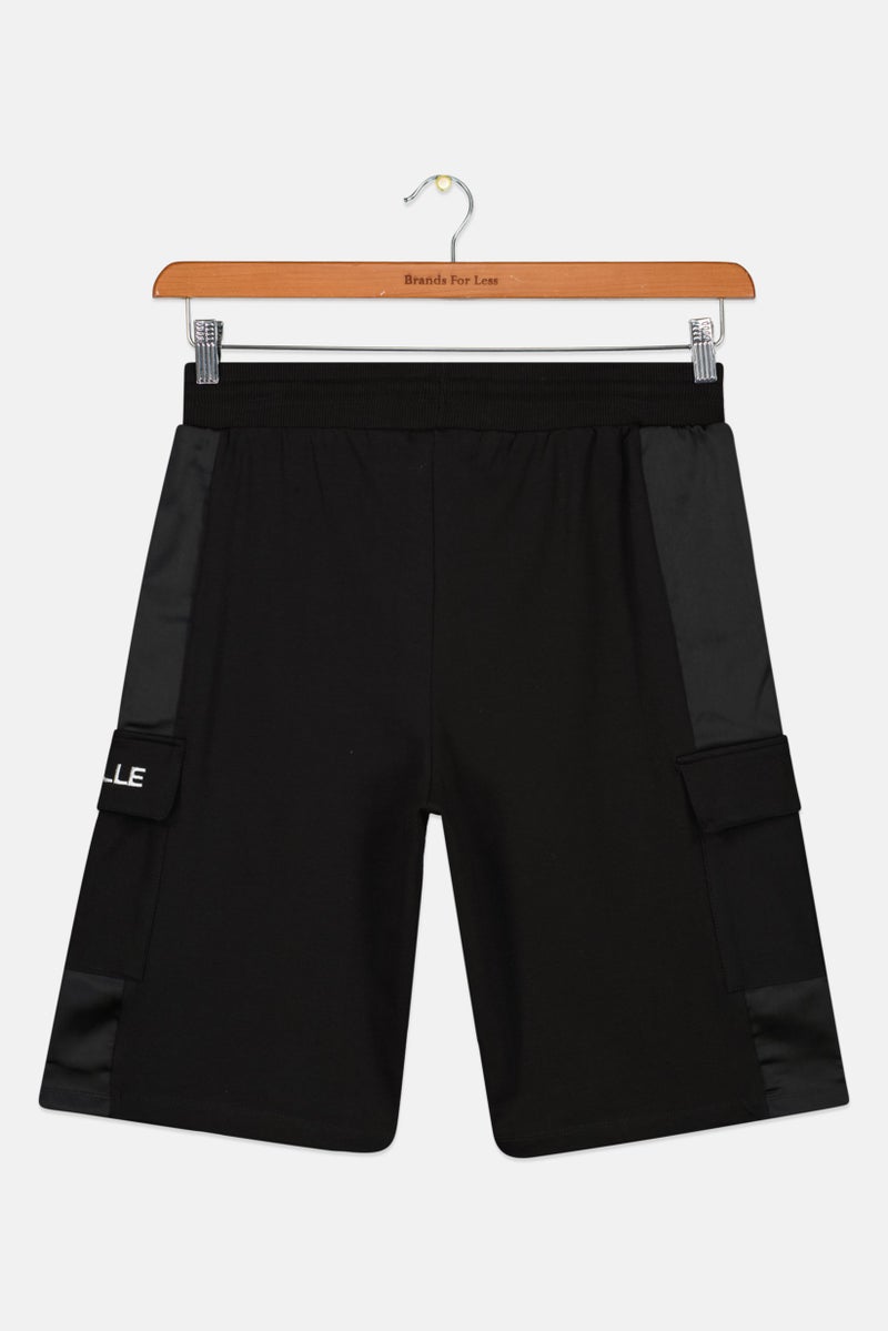 Gaelle Paris Kids Boy Cargo Shorts, Black/White - Image 2