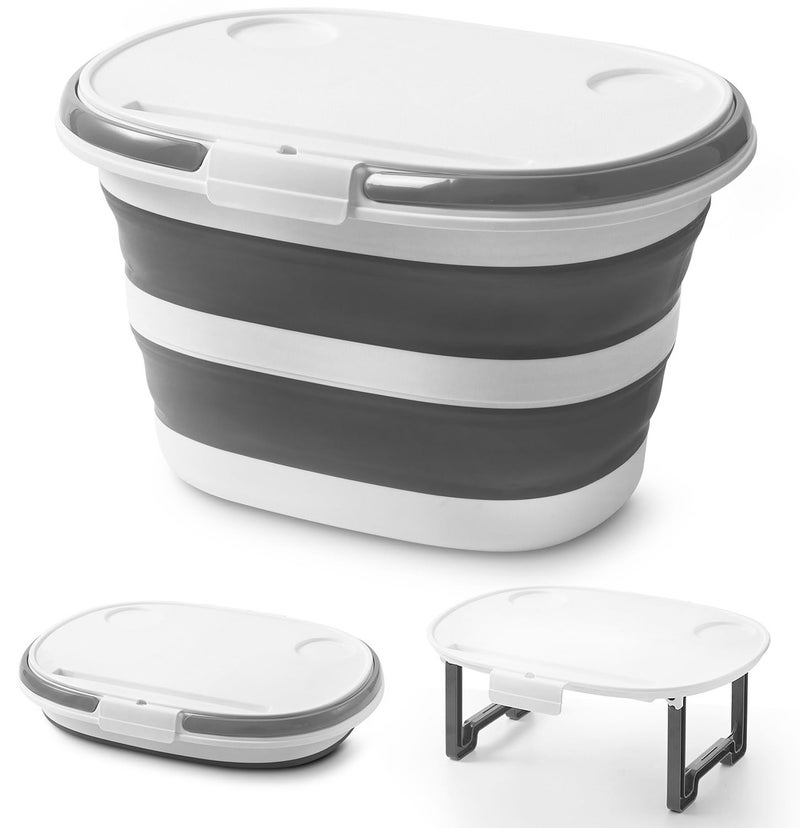 Lesipee Upgraded 16L Collapsible Mop Bucket with Multi-Functional Lid, 4-in-1 Foldable Silicone Tub with Table Surface, Floor Stand, Space Saving 4.2 Gallon Storage Solution for Home & Outdoor - Image 1