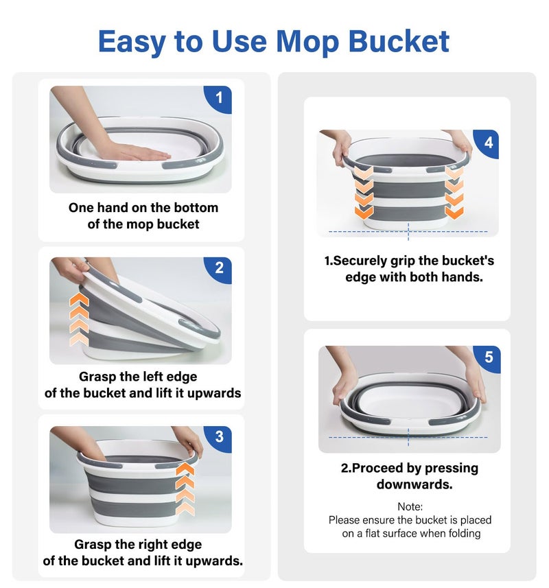 Lesipee Upgraded 16L Collapsible Mop Bucket with Multi-Functional Lid, 4-in-1 Foldable Silicone Tub with Table Surface, Floor Stand, Space Saving 4.2 Gallon Storage Solution for Home & Outdoor - Image 4