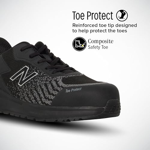 New Balance Composite Toe Safety Shoe for Men Speedware - Slip Resistant, Puncture Resistant, Electrical Hazard, Black, 9 Wide - Image 3