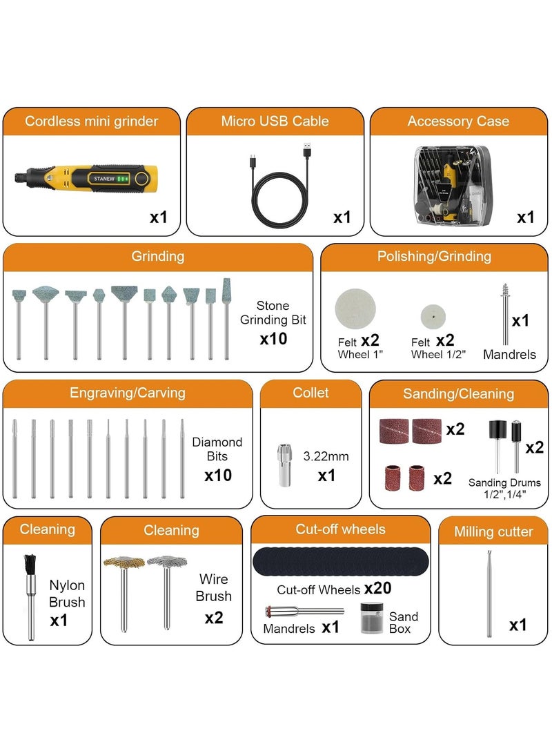 Mini Rotary Tool Kit, 3-Variable Speed and USB Charging Cable 3.6V Mini Cordless Rotary Tools, 51pcs Accessories for Cutting, Drilling, Sanding, Engraving, Polishing and DIY Crafts  - Image 2