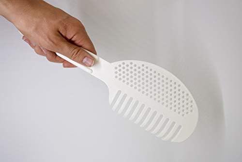 Gadjit Pasta Strain  Serve Pot Strainer Twosided Kitchen Tool One Side Strains Water out of Pasta the Other Side Lifts and Serves Pasta  A MustHave for Every Kitchen White - Image 1