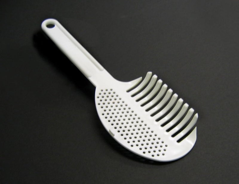 Gadjit Pasta Strain  Serve Pot Strainer Twosided Kitchen Tool One Side Strains Water out of Pasta the Other Side Lifts and Serves Pasta  A MustHave for Every Kitchen White - Image 5