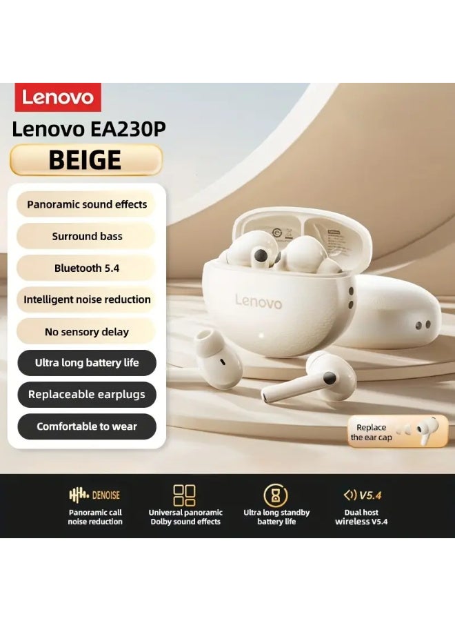 لينوفو سماعات أذن لاسلكية EA230P TWS داخل الأذن، تحكم باللمس في مستوى الصوت، زمن انتقال منخفض للرياضة والألعاب، إلغاء الضوضاء المادية، مناسبة للجري والصالة الرياضية، صوت جهير ستيريو، شحن USB من النوع C، حافظة شحن محمولة، متوافقة مع أجهزة متعددة للطلاب والاستخدام المكتبي، سماعة أذن، سماعة أذن، سماعة رأس - Image 1