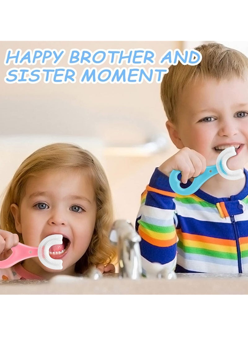 Generic U Shaped Kids Toothbrushes Soft Silicone Brush Head Whole Mouth Toothbrush with Handle 360 ° Oral Teeth Cleaning Design for Toddler Age 2-6, 4 Pack  - Image 4