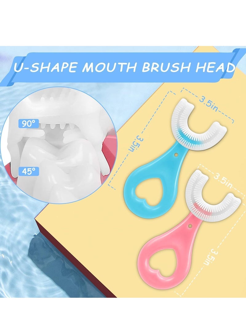 Generic U Shaped Kids Toothbrushes Soft Silicone Brush Head Whole Mouth Toothbrush with Handle 360 ° Oral Teeth Cleaning Design for Toddler Age 2-6, 4 Pack  - Image 2