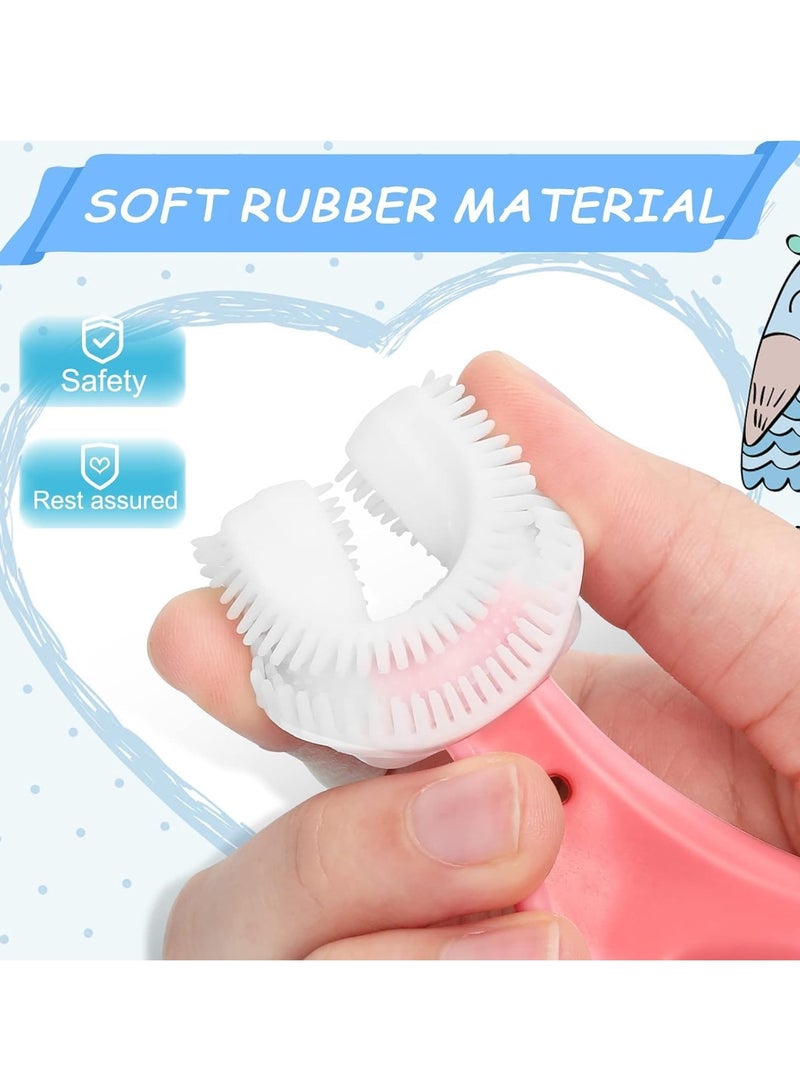 Generic U Shaped Kids Toothbrushes Soft Silicone Brush Head Whole Mouth Toothbrush with Handle 360 ° Oral Teeth Cleaning Design for Toddler Age 2-6, 4 Pack  - Image 3