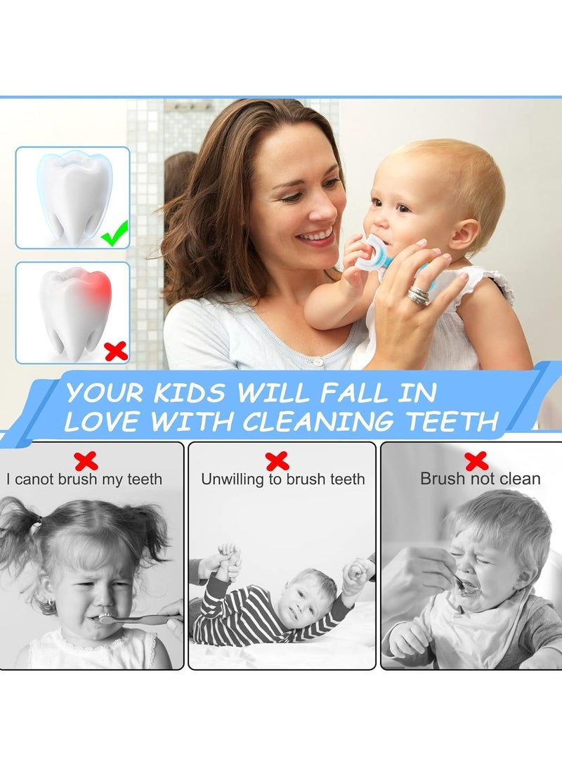 Generic U Shaped Kids Toothbrushes Soft Silicone Brush Head Whole Mouth Toothbrush with Handle 360 ° Oral Teeth Cleaning Design for Toddler Age 2-6, 4 Pack  - Image 5