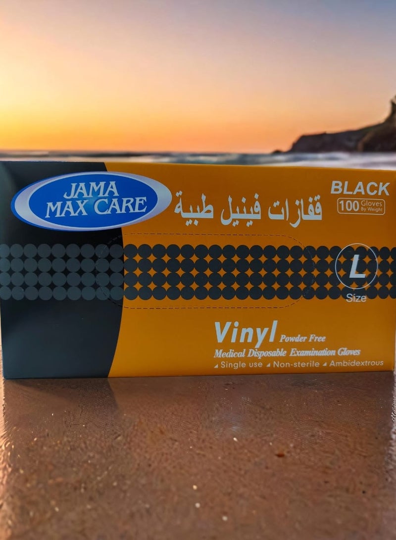 Max Care Black Vinyl Gloves Size Large Examination Gloves Powder Free - Image 5