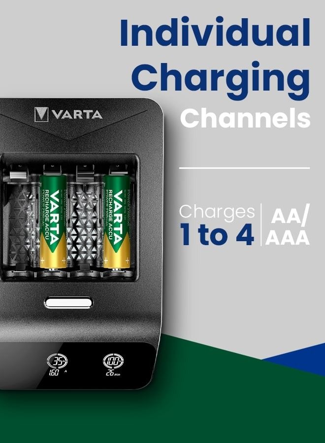 فارتا شاحن Varta LCD فائق السرعة للخلايا الأسطوانية مع 3 أوضاع وميزات أمان  - Image 3