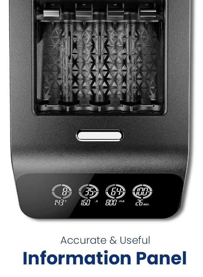 فارتا شاحن Varta LCD فائق السرعة للخلايا الأسطوانية مع 3 أوضاع وميزات أمان  - Image 4