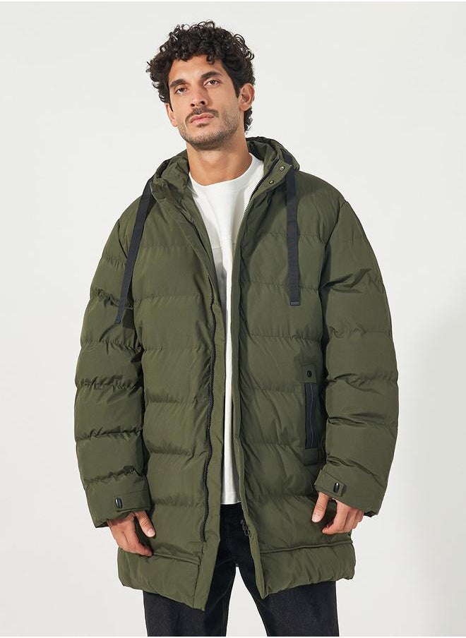 Styli - Longline Hooded Parka Jacket with Drawstring Tape Detail - Image 1