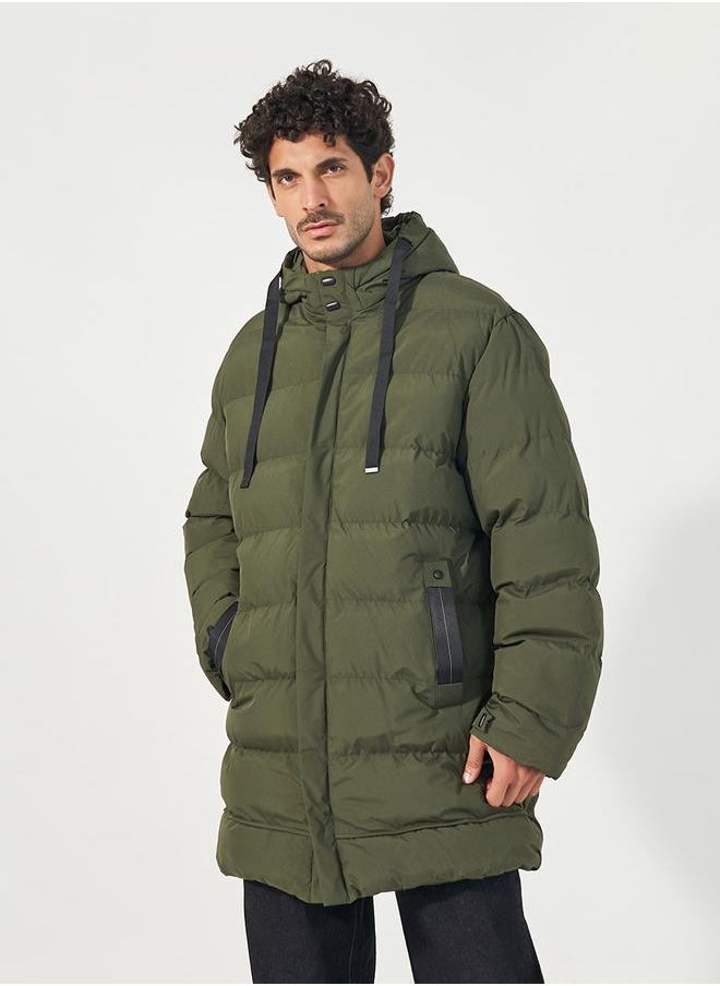 Styli - Longline Hooded Parka Jacket with Drawstring Tape Detail - Image 1