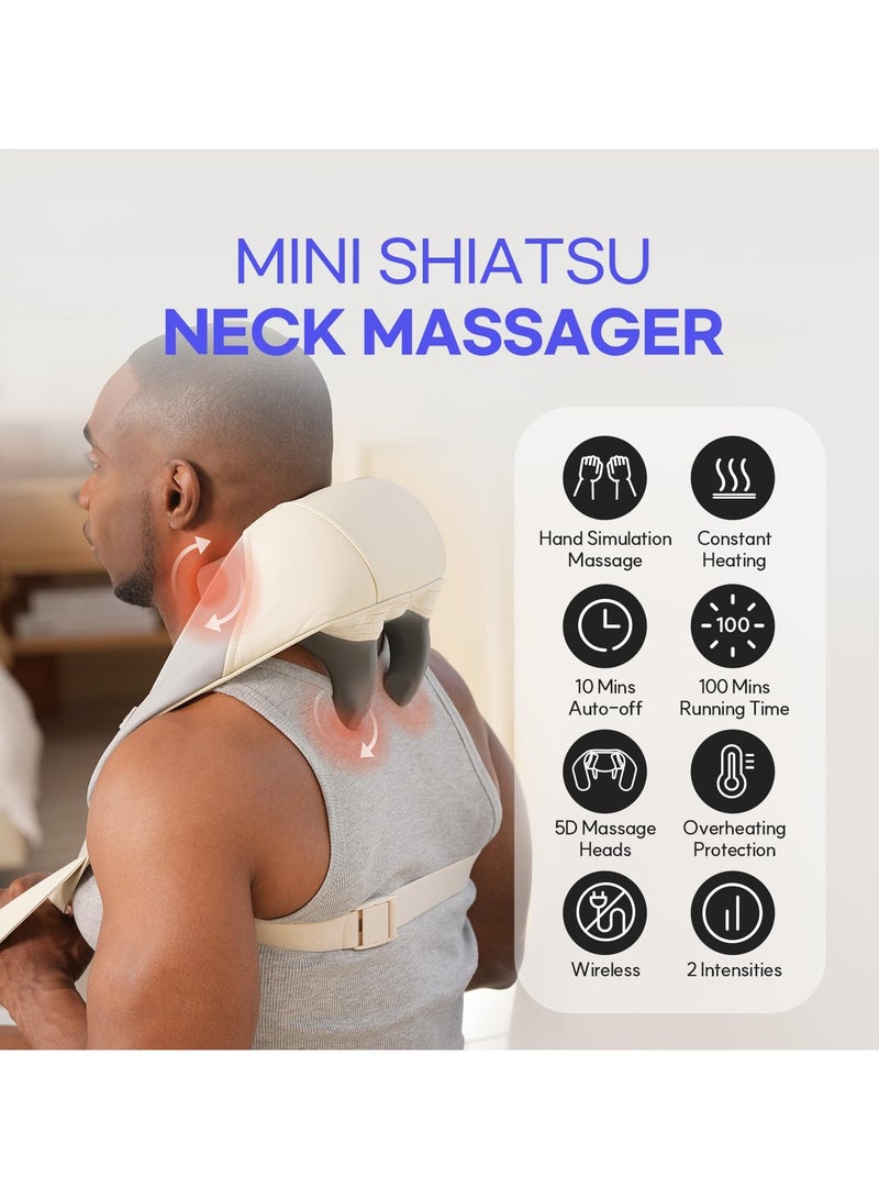 LIXES Mini Shiatsu Neck Massager, Shoulder Neck Massager with Heat for Pain Relief Deep Tissue, Neck, Back, Shoulder, Leg Electric Kneading Massager, Perfect Gifts for Men Women Dad Mom - Image 2