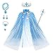 Fedio Princess Cape Set 7 Pieces Girls Princess Cloak with Tiara Crown Wand for Little Girls Dress up Blue - Image 3