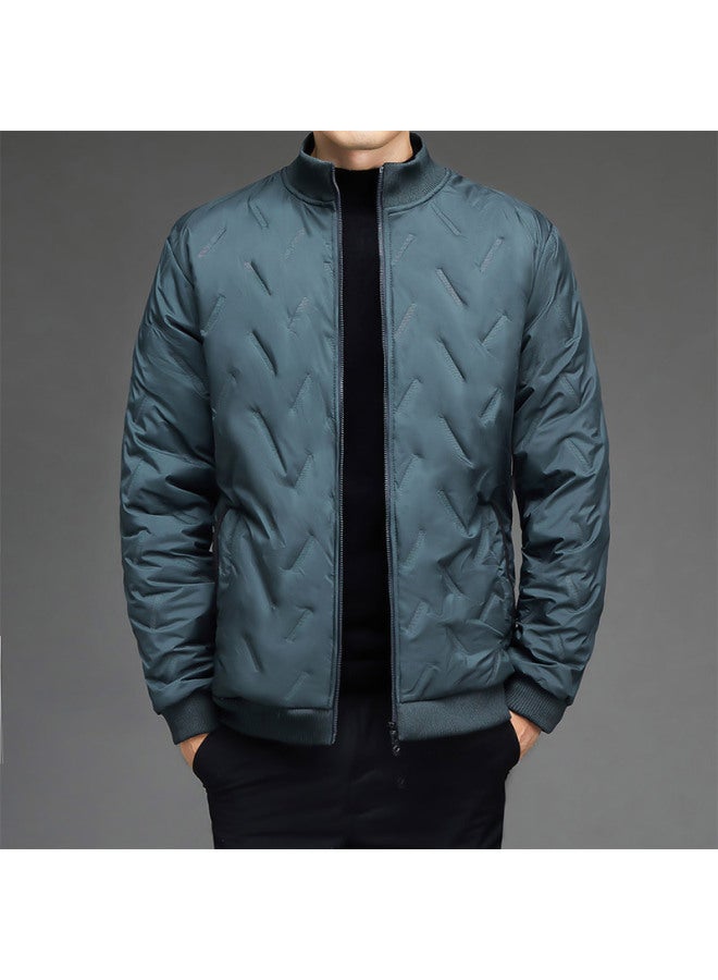 Yurong Cotton-padded Jacket For Men In Winter, Fleece-lined And Thickeneded, Casual Middle-aged Men's Jacket, Stand-up Collar, Cashmere Winter Jacket, Dad's Jacket