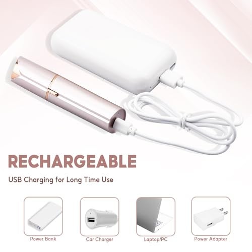 innobeaut Facial Hair Removal for Women, Painless Hair Remover Device Lady Face Electric Razor for Lip, Chin,arms with USB Rechargeable Included 2 pc Replacement Heads - Image 3