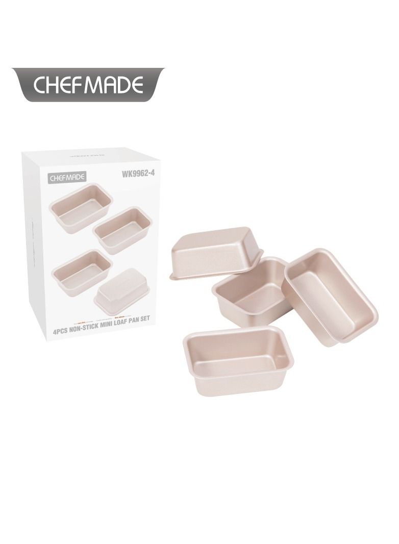 chefmade 4" Gold Mini Loaf Pans Pack of 4 - Image 1