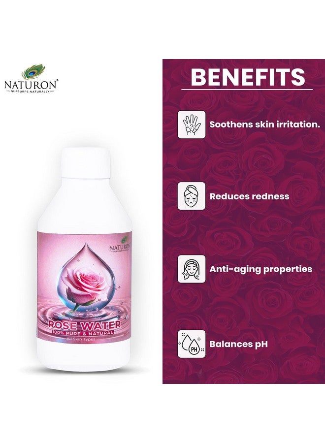 Agron Naturon Pure Rose Water 100ml - Natural Facial Toner, Hydrating, Refreshing, Soothing for All Skin Types, Refreshing Mist for Skin Care and Hair Care (pack of 2) - Image 5