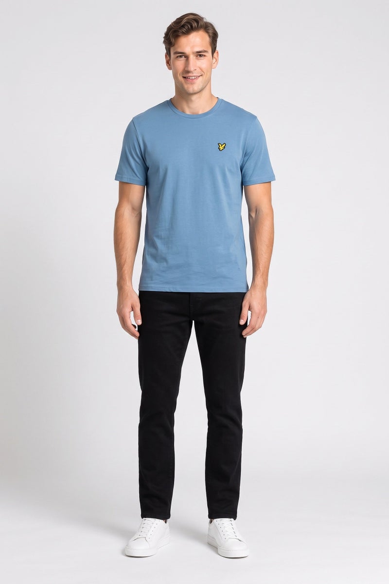 Lyle & Scott Men Crew Neck Short Sleeve Embroidered Logo T-Shirt, Slate Blue - Image 2