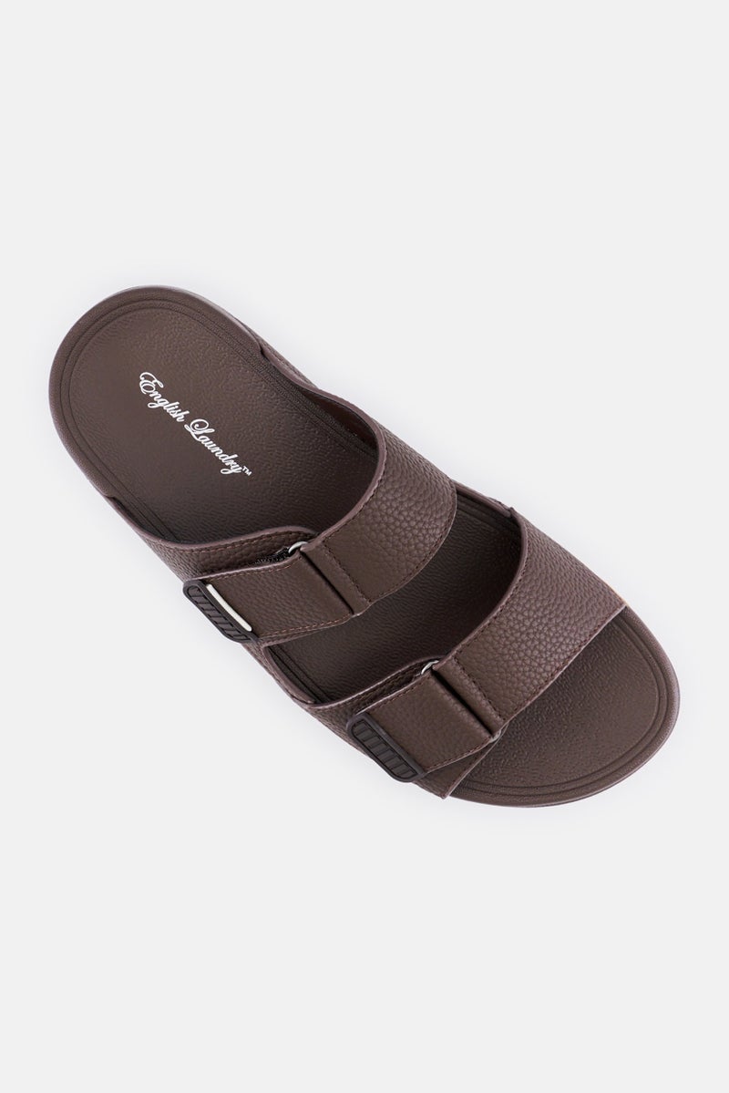 English Laundry Men Two Strap Slip On Arabic Sandals, Dark Brown - Image 4