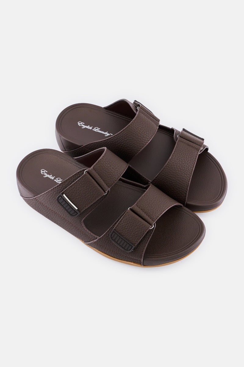 English Laundry Men Two Strap Slip On Arabic Sandals, Dark Brown - Image 2